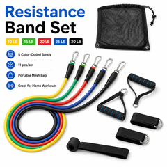 11PCS Power Resistance Band Set—your ultimate portable gym for full-body workouts